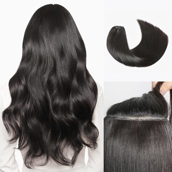 Hair Extensions Human Remy Black 16 Inch 110g 7Pcs Seamless Clip Ins main image 7